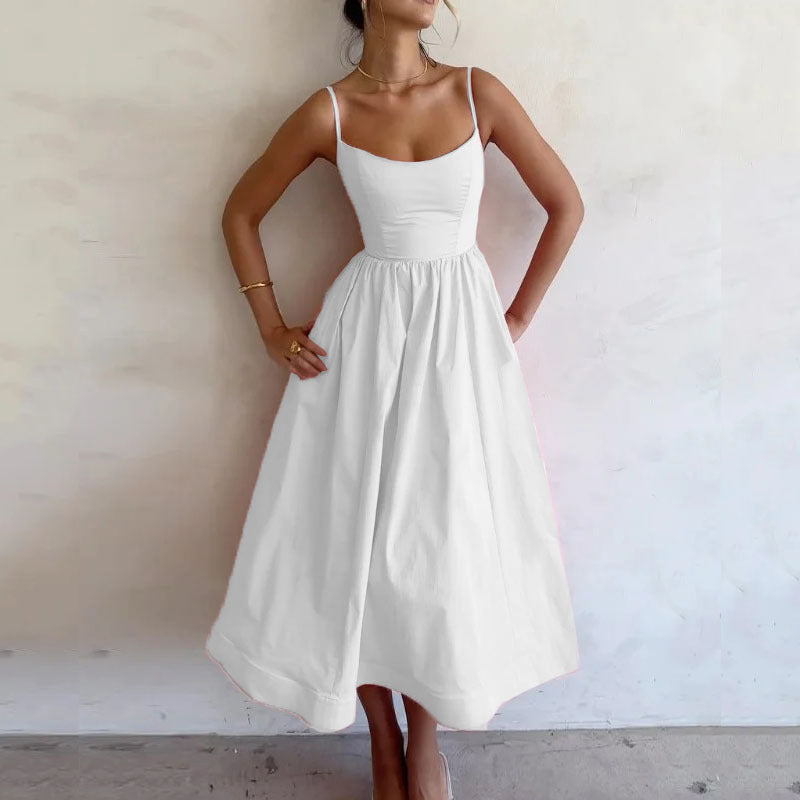 Women’s Solid Color Suspender Dress