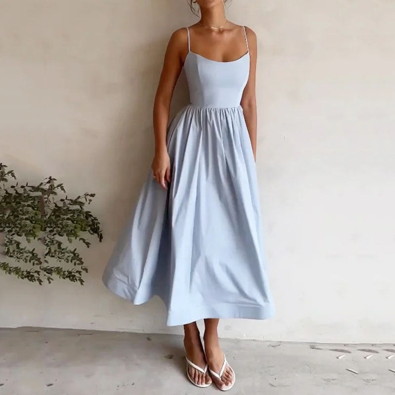 Women’s Solid Color Suspender Dress