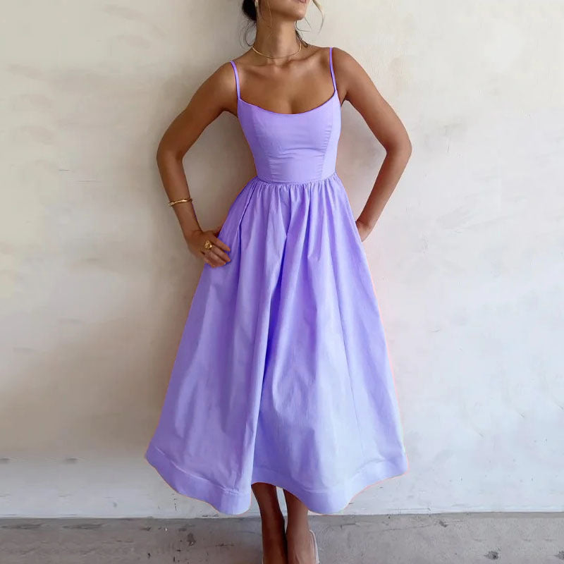 Women’s Solid Color Suspender Dress