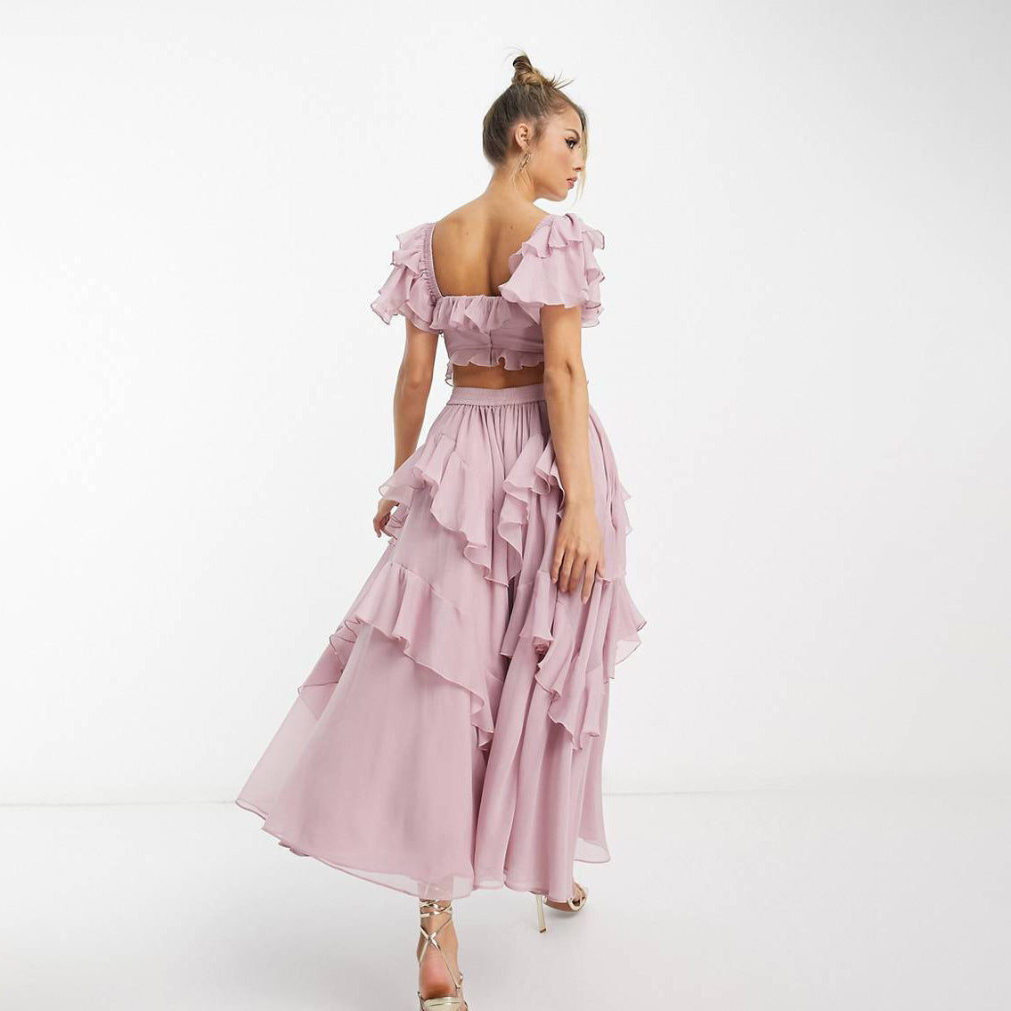 Summer Ruffled Backless Maxi Dress