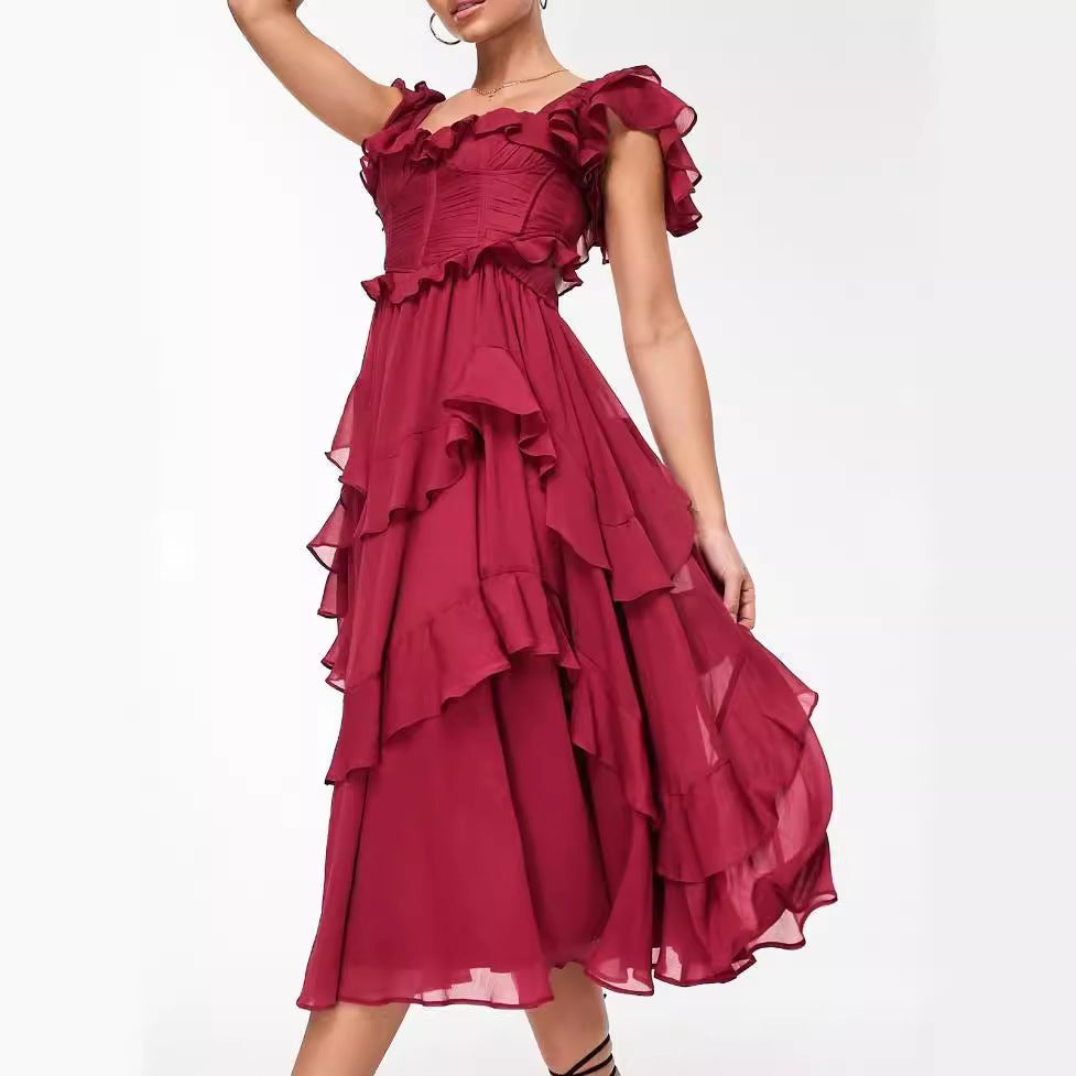 Summer Ruffled Backless Maxi Dress