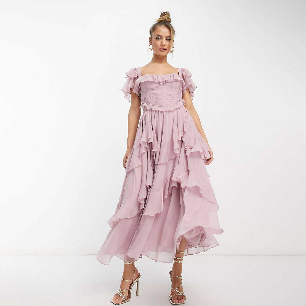 Summer Ruffled Backless Maxi Dress